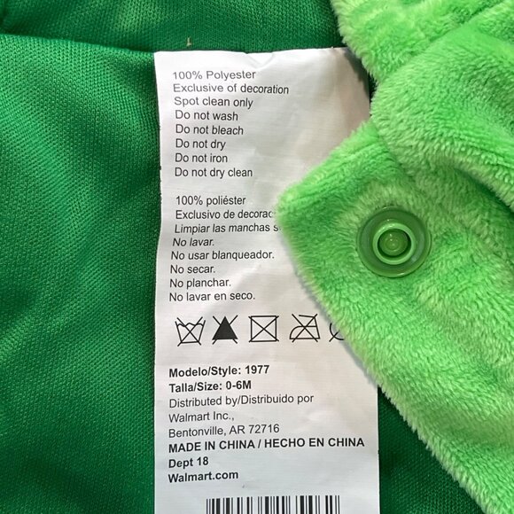 Walmart Infant Pea Pod Bunting Unisex Baby Size 0-6M Plush Halloween Costume - Picture 2 of 9